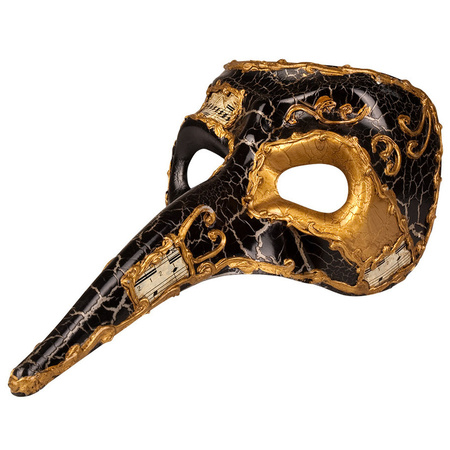 Zwart Venetiaans snavel masker voor heren