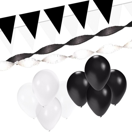 Zwart/Witte feest versiering pakket XL
