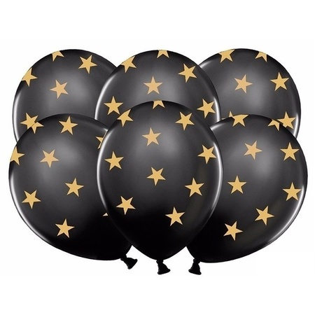 Kerst sterren ballonnen zwart met goud