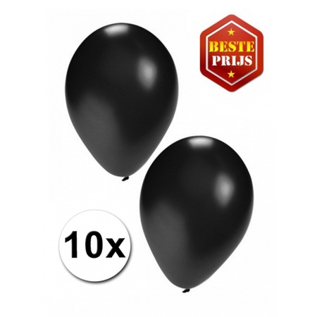 Zwarte latex party ballonnen 10x stuks rond 27 cm