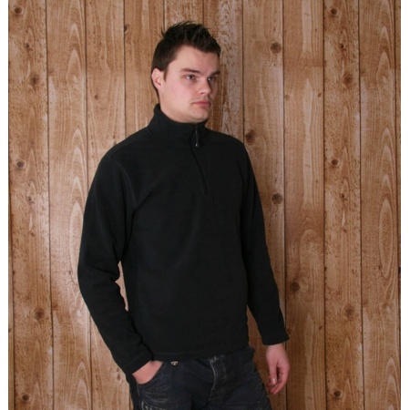 Black micro polar fleece sweater for men