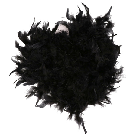 Zwarte party verkleed veren boa 180 cm