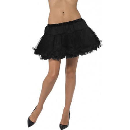 Feest petticoat zwart met satijnen band voor dames