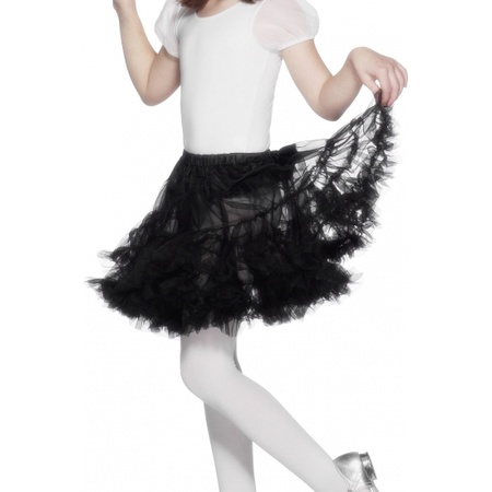 Verkleed petticoat zwart voor kinderen