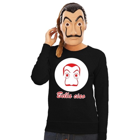 Black Dali sweater with La Casa Papel mask for women