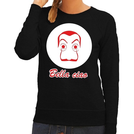 Zwarte Salvador Dali sweater met La Casa de Papel masker dames