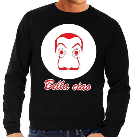 Zwarte Salvador Dali sweater met La Casa de Papel masker heren