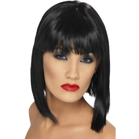 Black wig with fringe for ladies