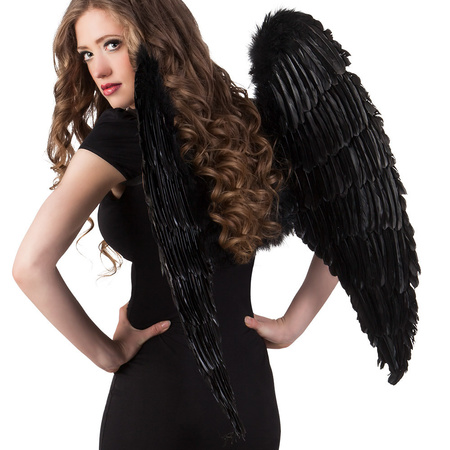 Zwarte engelen vleugels 87 x 72 cm
